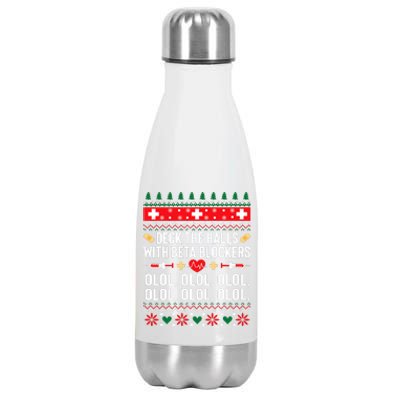 Funny Nurse Christmas Ugly Xmas Stainless Steel Insulated Water Bottle