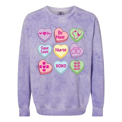 Funny Nurse Conversation Hearts Valentines Day Gift Colorblast Crewneck Sweatshirt