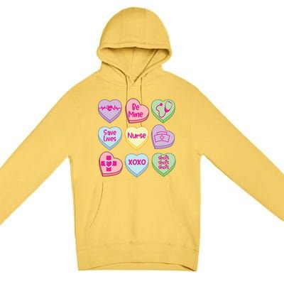 Funny Nurse Conversation Hearts Valentines Day Gift Premium Pullover Hoodie