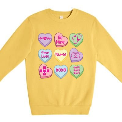 Funny Nurse Conversation Hearts Valentines Day Gift Premium Crewneck Sweatshirt