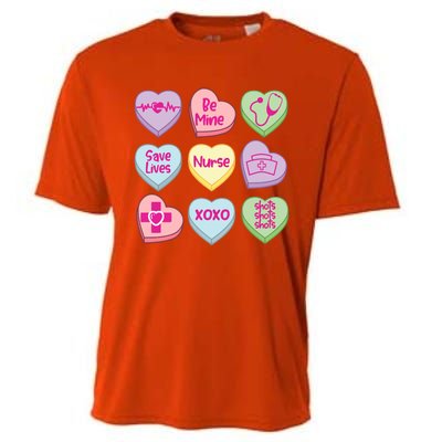 Funny Nurse Conversation Hearts Valentines Day Gift Cooling Performance Crew T-Shirt