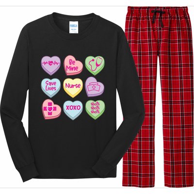 Funny Nurse Conversation Hearts Valentines Day Gift Long Sleeve Pajama Set