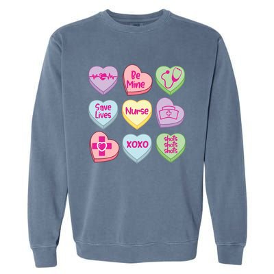 Funny Nurse Conversation Hearts Valentines Day Gift Garment-Dyed Sweatshirt