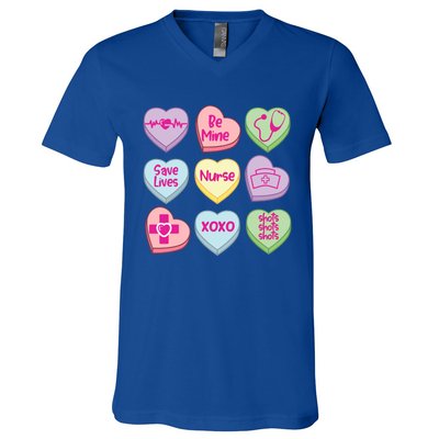 Funny Nurse Conversation Hearts Valentines Day Gift V-Neck T-Shirt