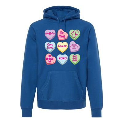 Funny Nurse Conversation Hearts Valentines Day Gift Premium Hoodie