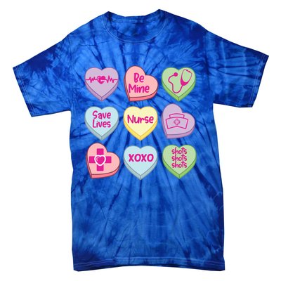 Funny Nurse Conversation Hearts Valentines Day Gift Tie-Dye T-Shirt