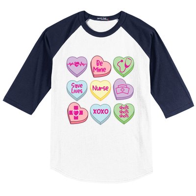 Funny Nurse Conversation Hearts Valentines Day Gift Baseball Sleeve Shirt