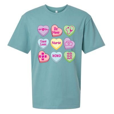 Funny Nurse Conversation Hearts Valentines Day Gift Sueded Cloud Jersey T-Shirt