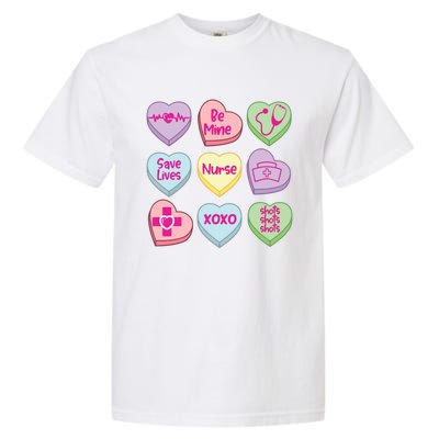 Funny Nurse Conversation Hearts Valentines Day Gift Garment-Dyed Heavyweight T-Shirt