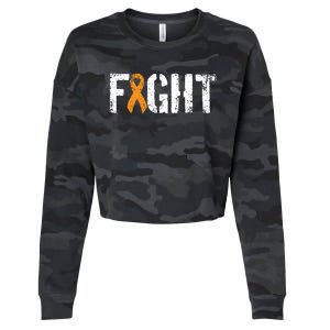 Fight Ney Cancer Funny Gift Military Orange Awareness Ribbon Gift Cropped Pullover Crew