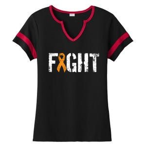 Fight Ney Cancer Funny Gift Military Orange Awareness Ribbon Gift Ladies Halftime Notch Neck Tee