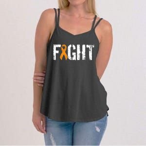 Fight Ney Cancer Funny Gift Military Orange Awareness Ribbon Gift Women's Strappy Tank