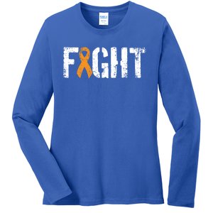 Fight Ney Cancer Funny Gift Military Orange Awareness Ribbon Gift Ladies Long Sleeve Shirt