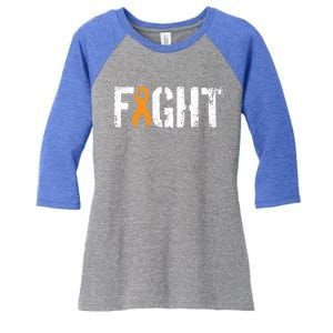 Fight Ney Cancer Funny Gift Military Orange Awareness Ribbon Gift Women's Tri-Blend 3/4-Sleeve Raglan Shirt