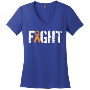 Fight Ney Cancer Funny Gift Military Orange Awareness Ribbon Gift Women's V-Neck T-Shirt