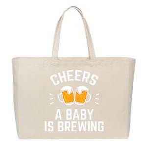 Funny New Dad Baby Shower Cheers A Baby Is Brewing Cotton Canvas Jumbo Tote