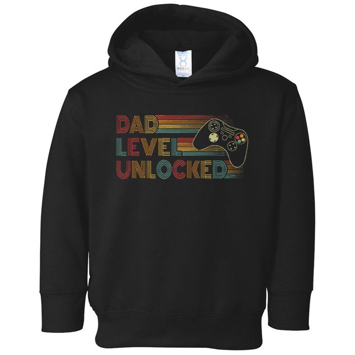 Funny New Dad Dad Level Unlocked Gaming Toddler Hoodie