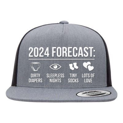 Funny New Dad Mom 2024 Flat Bill Trucker Hat