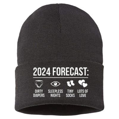 Funny New Dad Mom 2024 Sustainable Knit Beanie