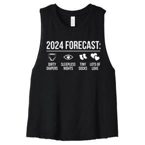 Funny New Dad Mom 2024 Women's Racerback Cropped Tank