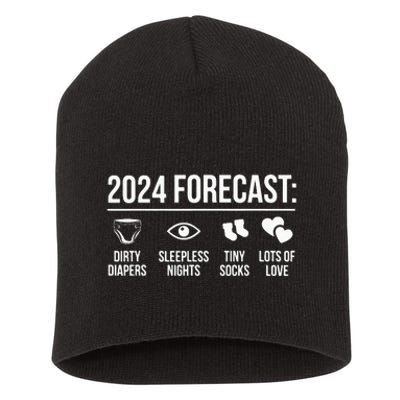 Funny New Dad Mom 2024 Short Acrylic Beanie