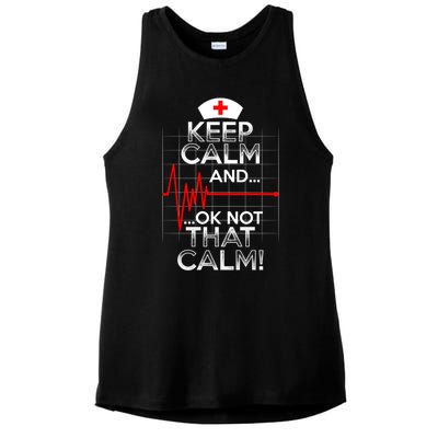 Funny Nurse Doctor Medic Keep Calm Not That Calm Flatline Cute Gift Ladies PosiCharge Tri-Blend Wicking Tank