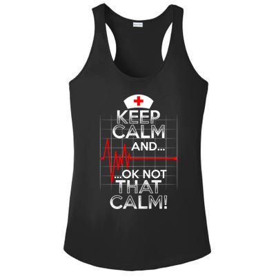 Funny Nurse Doctor Medic Keep Calm Not That Calm Flatline Cute Gift Ladies PosiCharge Competitor Racerback Tank