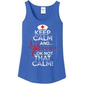 Funny Nurse Doctor Medic Keep Calm Not That Calm Flatline Cute Gift Ladies Essential Tank