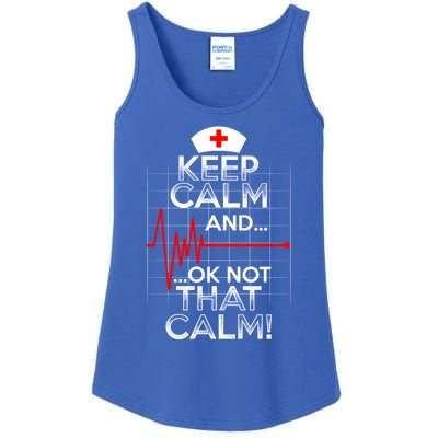 Funny Nurse Doctor Medic Keep Calm Not That Calm Flatline Cute Gift Ladies Essential Tank