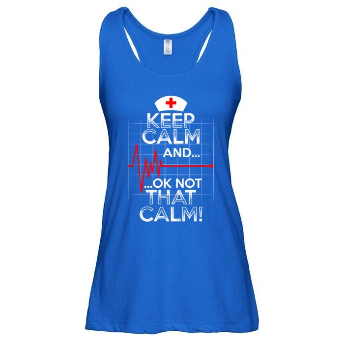 Funny Nurse Doctor Medic Keep Calm Not That Calm Flatline Cute Gift Ladies Essential Flowy Tank