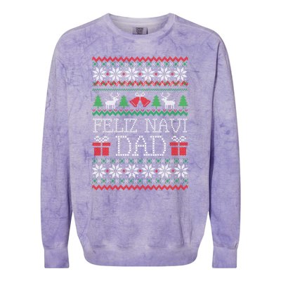 Feliz Navi Dad Funny Christmas Ugly Sweater Classic Colorblast Crewneck Sweatshirt