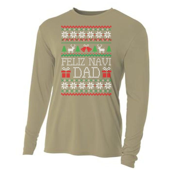 Feliz Navi Dad Funny Christmas Ugly Sweater Classic Cooling Performance Long Sleeve Crew