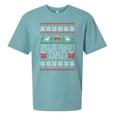 Feliz Navi Dad Funny Christmas Ugly Sweater Classic Sueded Cloud Jersey T-Shirt