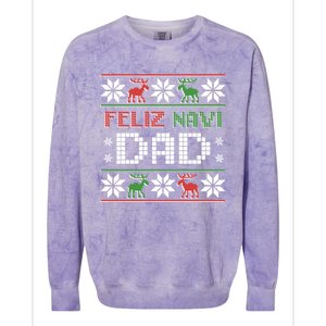 Feliz Navi Dad Navidad Funny Christmas Ugly Father Great Gift Colorblast Crewneck Sweatshirt