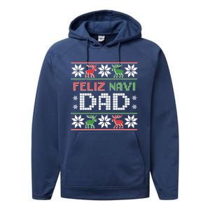 Feliz Navi Dad Navidad Funny Christmas Ugly Father Great Gift Performance Fleece Hoodie