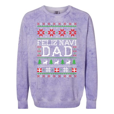 Feliz Navi Dad Ugly Christmas Gift Colorblast Crewneck Sweatshirt