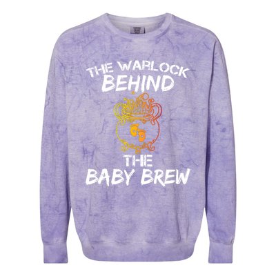 Funny New Dad Halloween The Warlock Behind The Baby Brew Colorblast Crewneck Sweatshirt