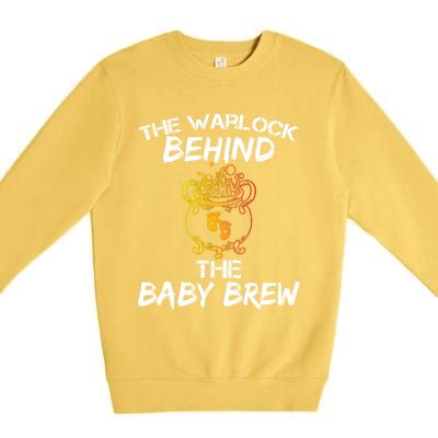 Funny New Dad Halloween The Warlock Behind The Baby Brew Premium Crewneck Sweatshirt