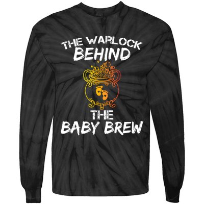 Funny New Dad Halloween The Warlock Behind The Baby Brew Tie-Dye Long Sleeve Shirt