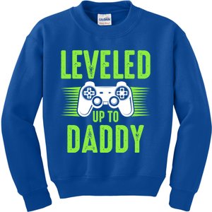 Funny New Dad Gift Video Game Leveled Up To Daddy Gift Kids Sweatshirt