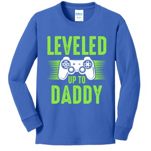 Funny New Dad Gift Video Game Leveled Up To Daddy Gift Kids Long Sleeve Shirt