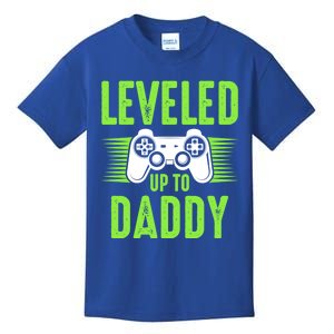 Funny New Dad Gift Video Game Leveled Up To Daddy Gift Kids T-Shirt