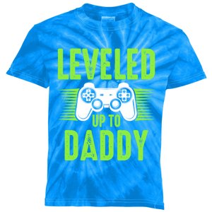 Funny New Dad Gift Video Game Leveled Up To Daddy Gift Kids Tie-Dye T-Shirt