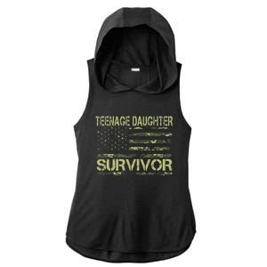 Funny Nage Daughter Survivor Usa Flag Military Ladies PosiCharge Tri-Blend Wicking Draft Hoodie Tank