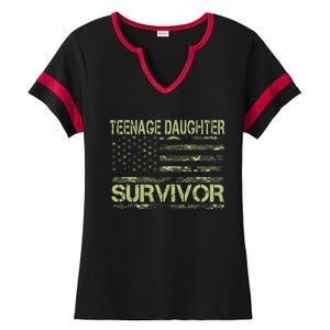 Funny Nage Daughter Survivor Usa Flag Military Ladies Halftime Notch Neck Tee