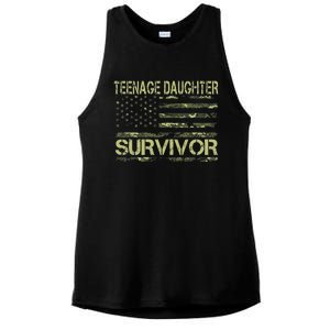 Funny Nage Daughter Survivor Usa Flag Military Ladies PosiCharge Tri-Blend Wicking Tank