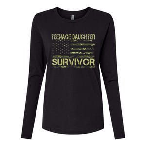 Funny Nage Daughter Survivor Usa Flag Military Womens Cotton Relaxed Long Sleeve T-Shirt