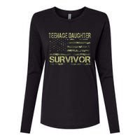 Funny Nage Daughter Survivor Usa Flag Military Womens Cotton Relaxed Long Sleeve T-Shirt