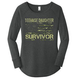 Funny Nage Daughter Survivor Usa Flag Military Women's Perfect Tri Tunic Long Sleeve Shirt