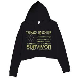 Funny Nage Daughter Survivor Usa Flag Military Crop Fleece Hoodie